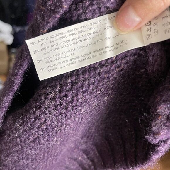 DESIGUAL purple knit acrylic wool floral embroidered sequin vest tunic sweater S - Picture 7 of 7